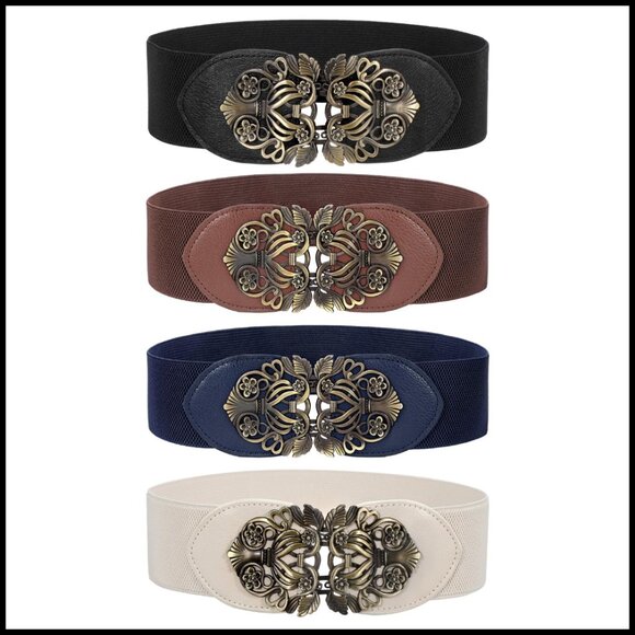 Vintage Wide Elastic Waist Belt Retro Chic Classic Dress Accessory Set main image 4